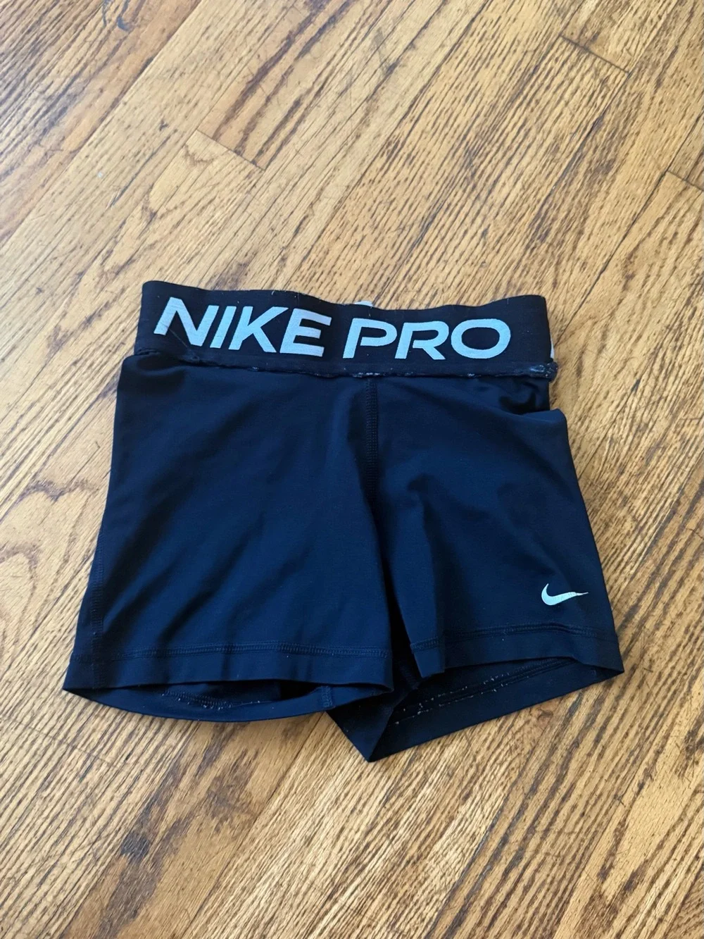 Nike Black Athletic Compression Shorts with White Logo